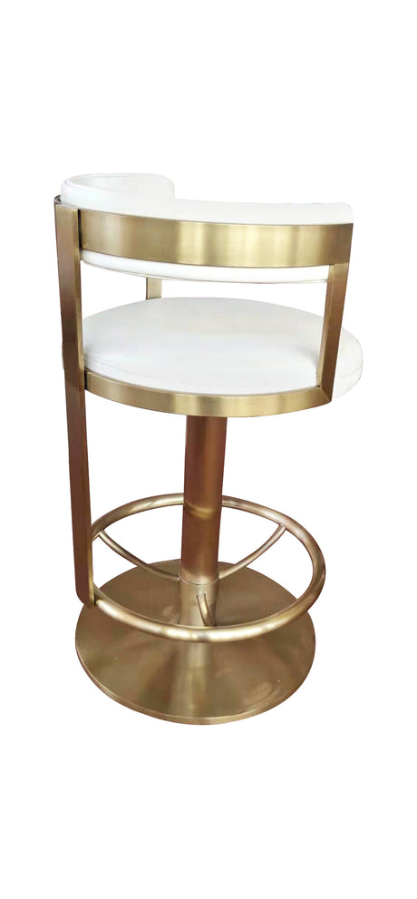 Pali Swivel Barstool White Leather and Brushed Gold, Cocolea, , ,