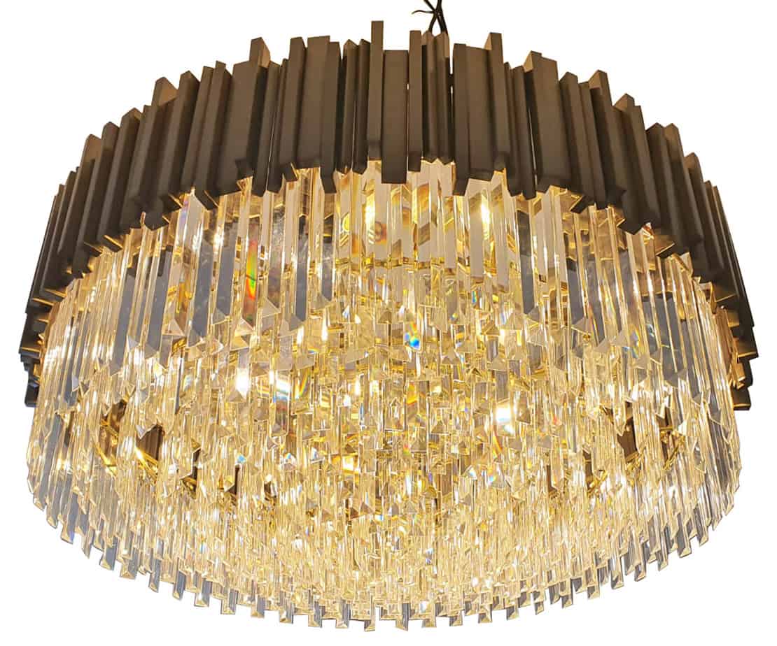 Zohar Round Crystal and Gold Metal Chandelier, Cocolea, , ,