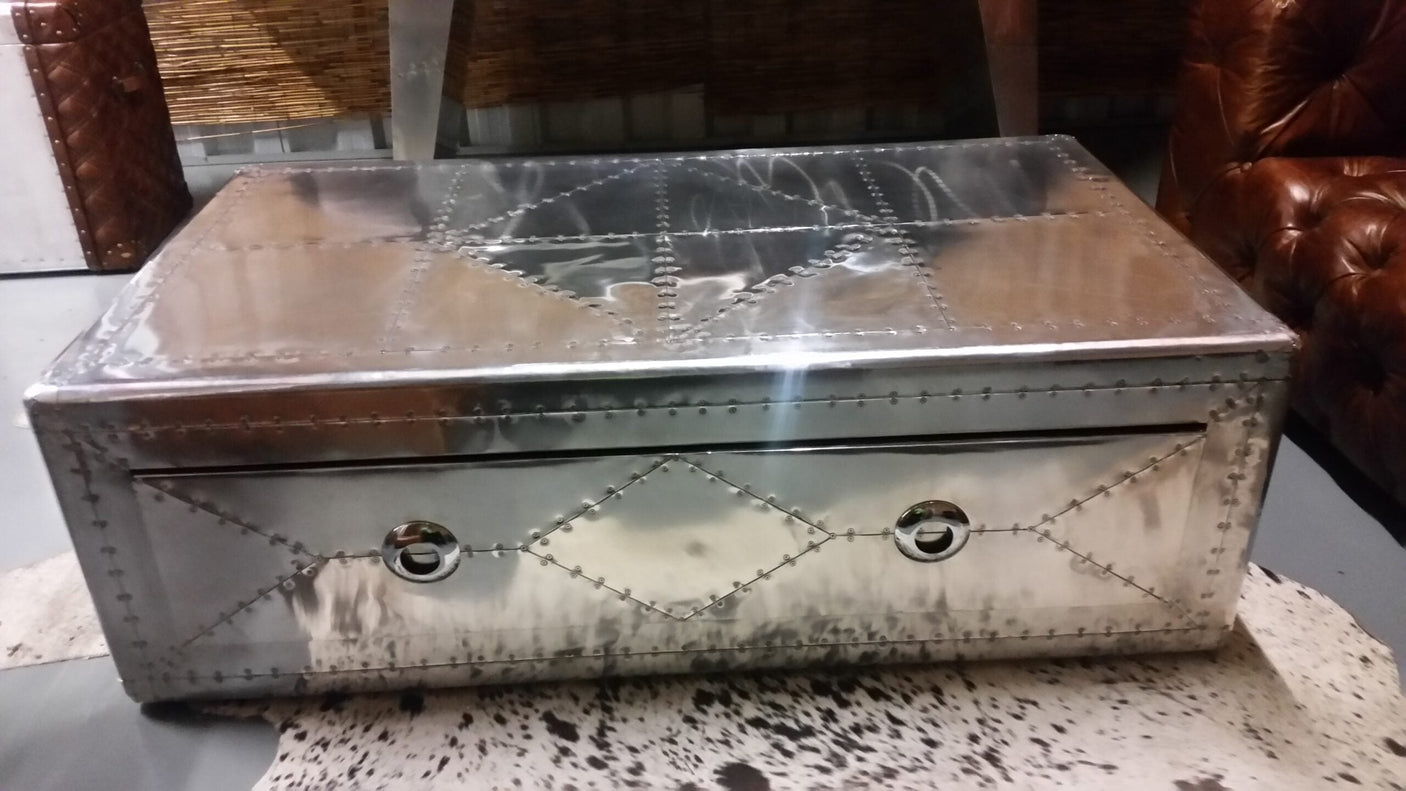 Aviator Spitfire Aluminium Trunk Coffee Table, Cocolea, , ,