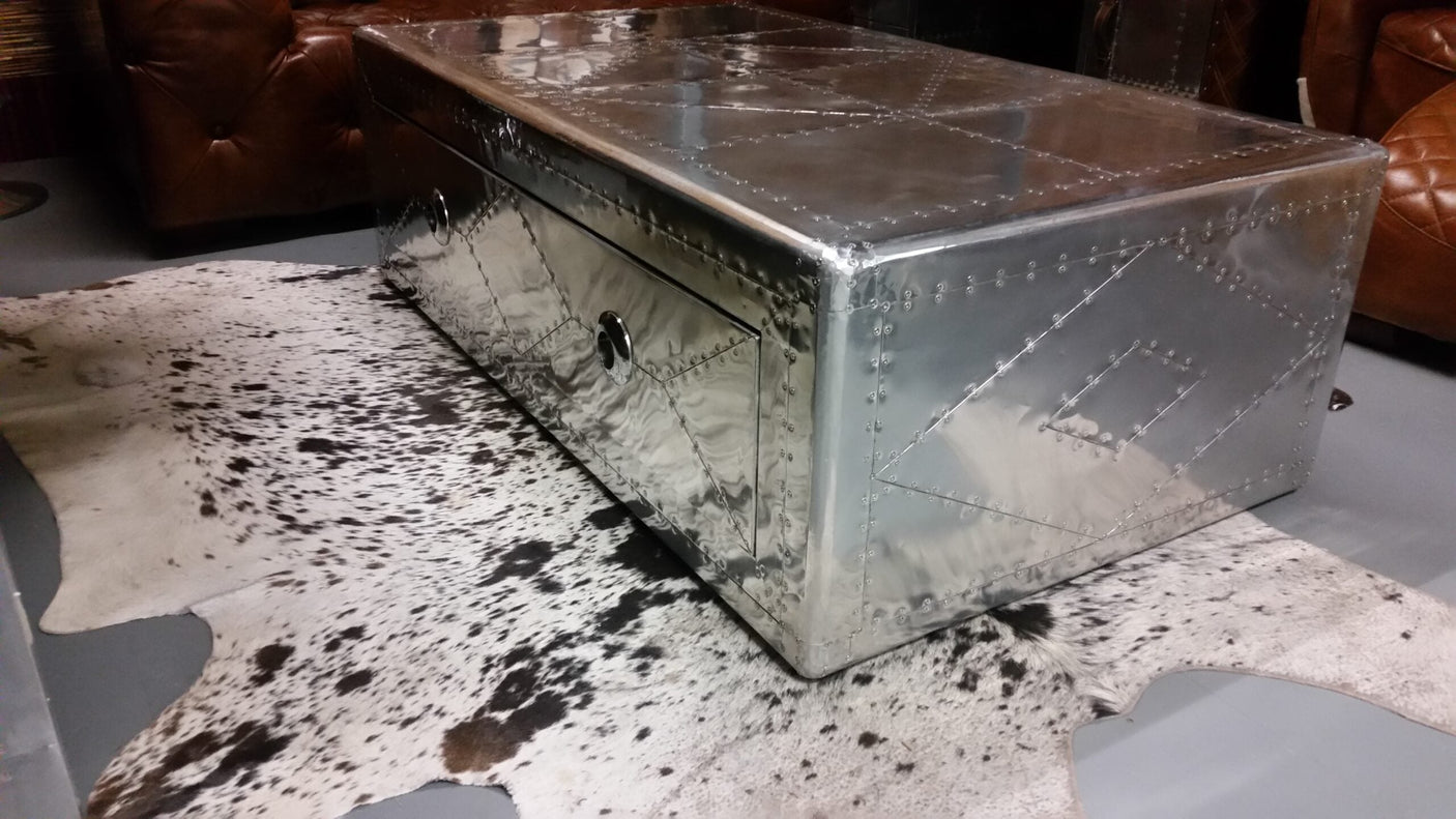 Aviator Spitfire Aluminium Trunk Coffee Table, Cocolea, , ,