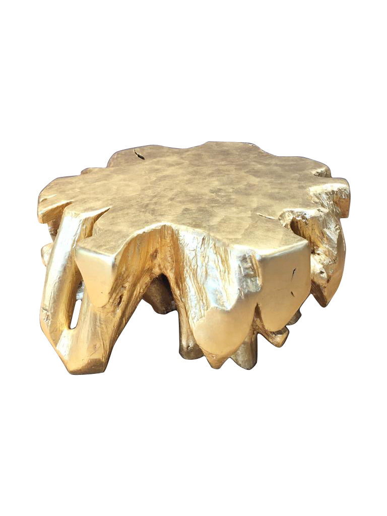 Aurum Gold Leaf Teak Coffee Table - Round, Cocolea, , ,