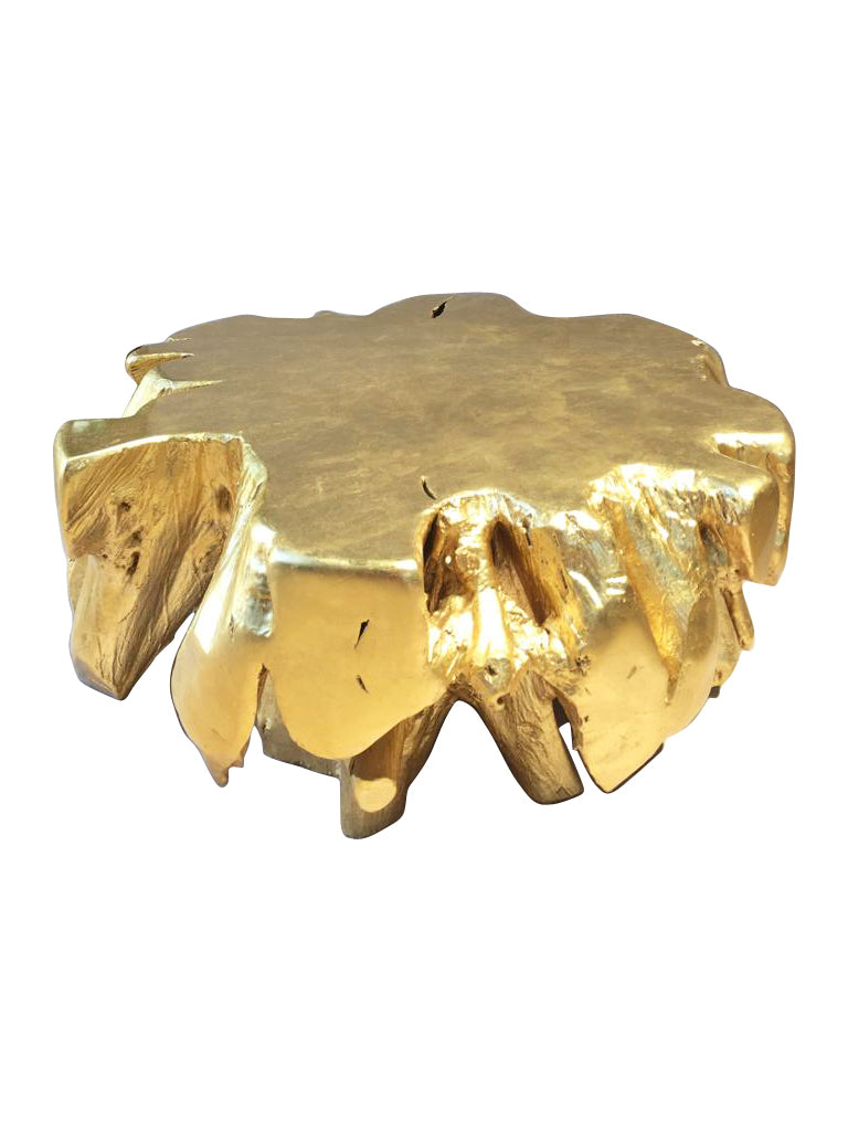 Aurum Gold Leaf Teak Coffee Table - Round, Cocolea, , ,