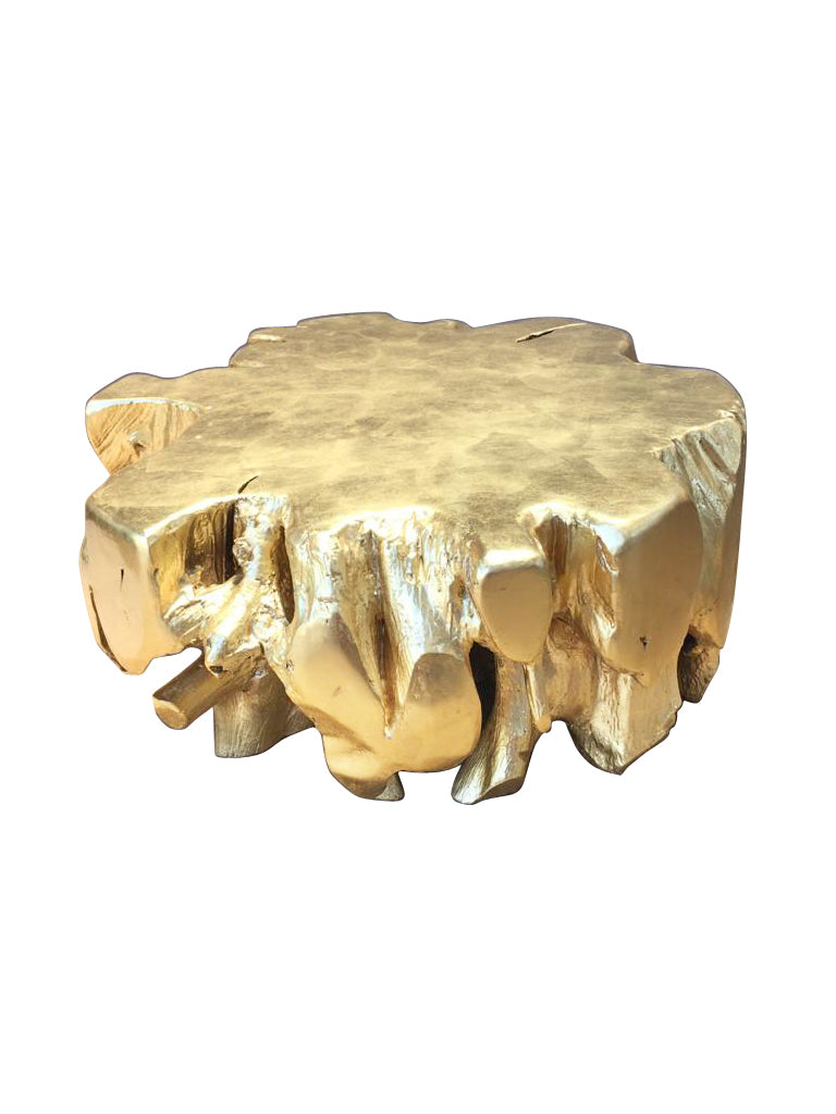 Aurum Gold Leaf Teak Coffee Table - Round, Cocolea, , ,