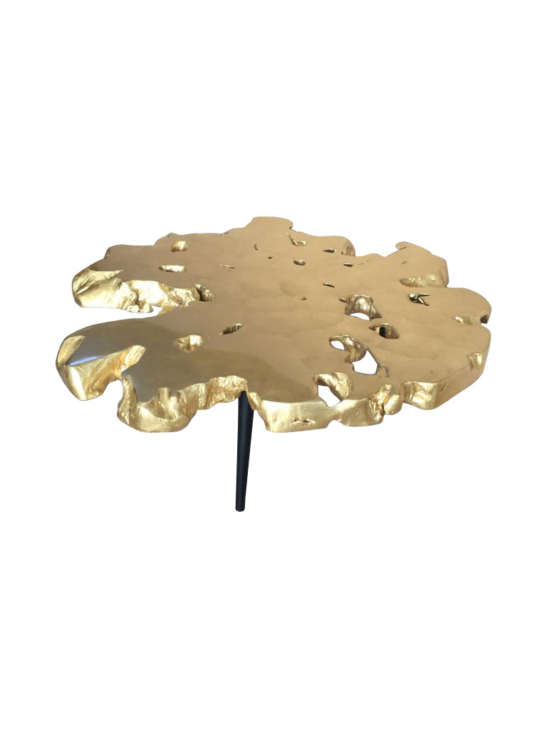 Aurum Tres Gold Leaf Teak Coffee Table - Round, Cocolea, , ,
