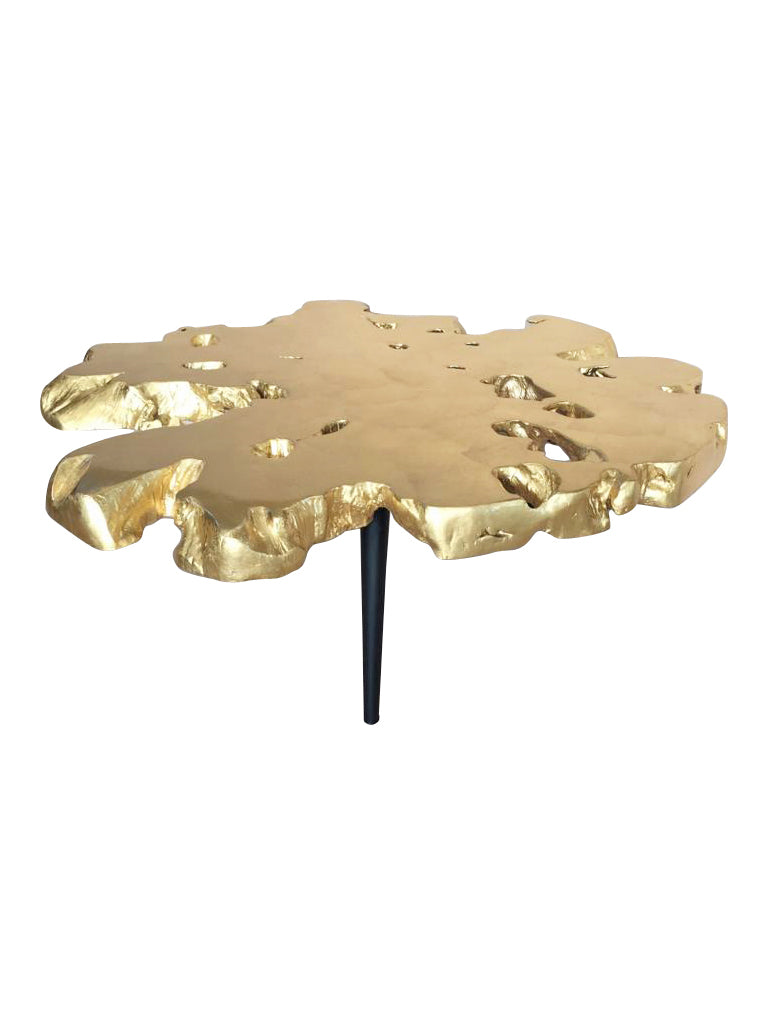 Aurum Tres Gold Leaf Teak Coffee Table - Round, Cocolea, , ,