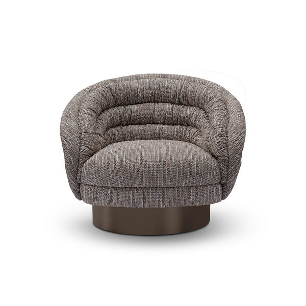 Pestor Banded Lounge Armchair in Charcoal Fabric & Brushed Copper, Maison Debrah, , ,