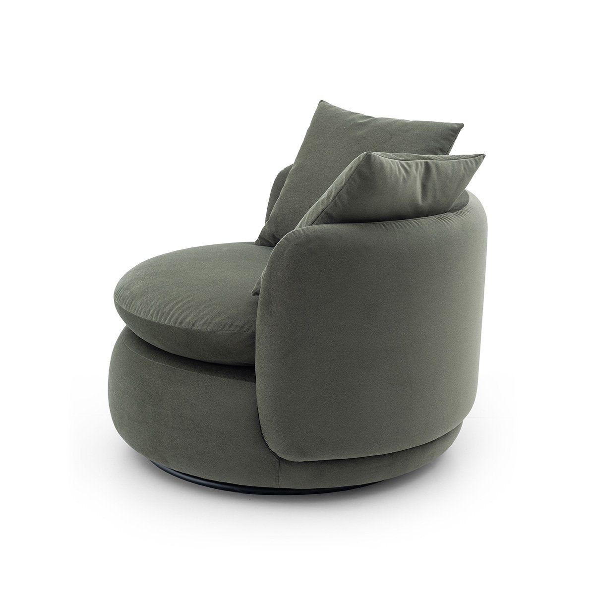 Maison Debrah Orbène round swivel accent chair in forest green fabric — view 2