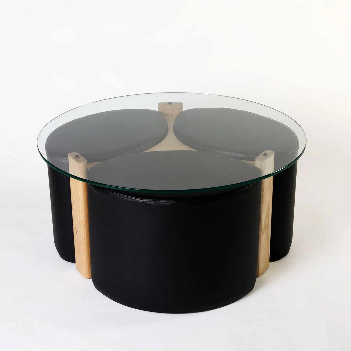 Rondo Pouffé Table Suite, Cocolea, Clear Ash, Black,