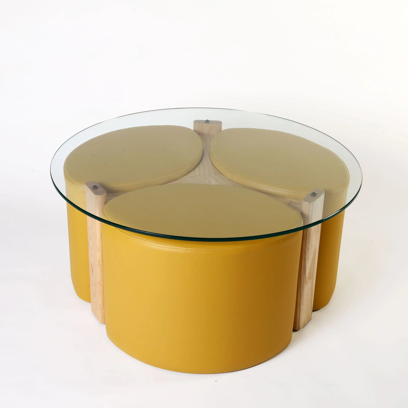 Rondo Pouffé Table Suite, Cocolea, Clear Ash, Mustard,