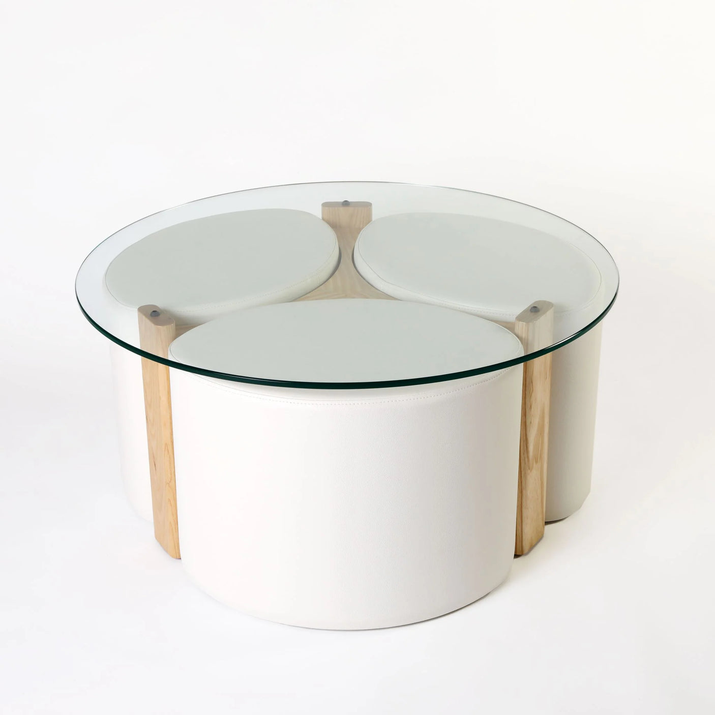 Rondo Pouffé Table Suite, Cocolea, Clear Ash, Polar-White,