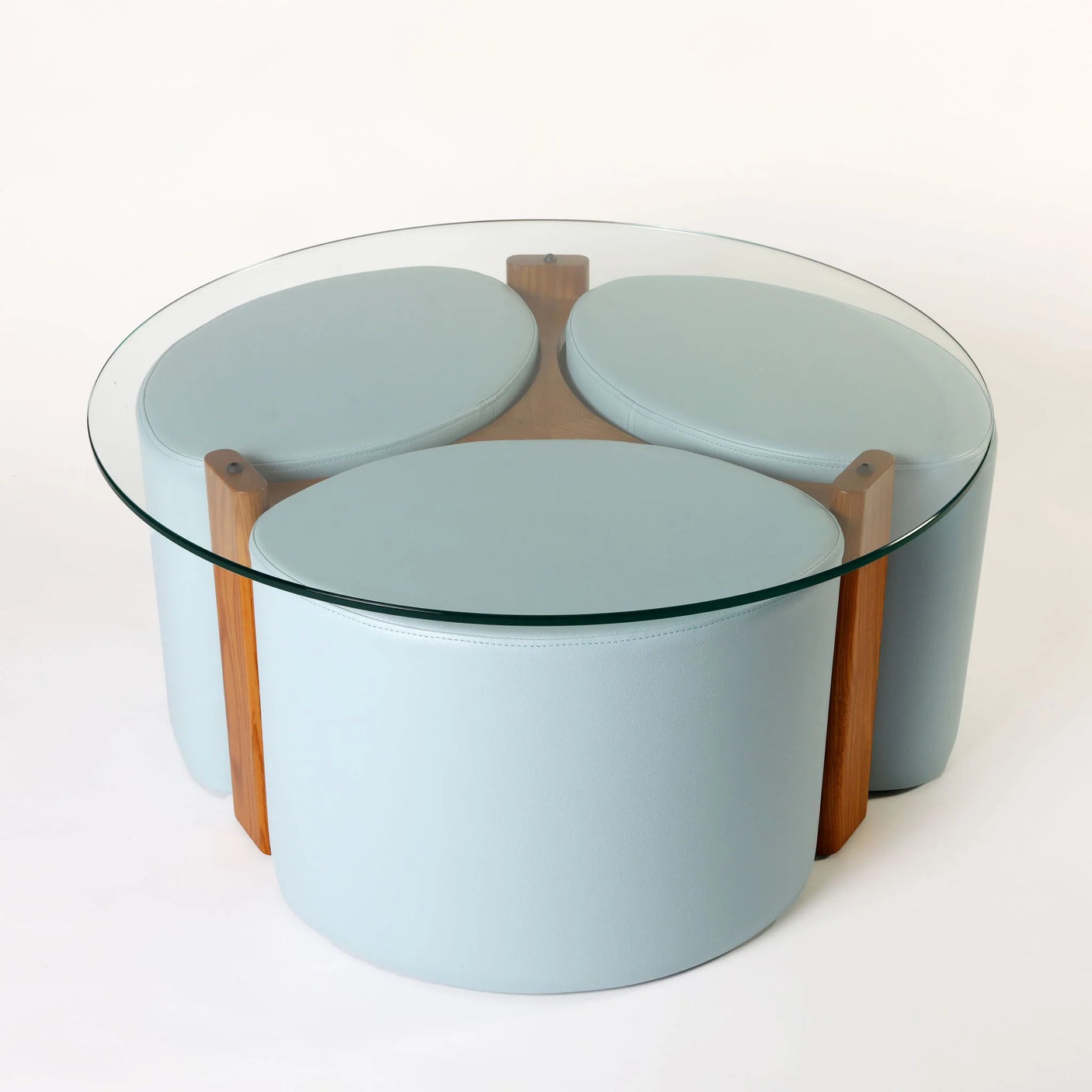 Rondo Pouffé Table Suite, Cocolea, Ash Teak Finish, Glacier,