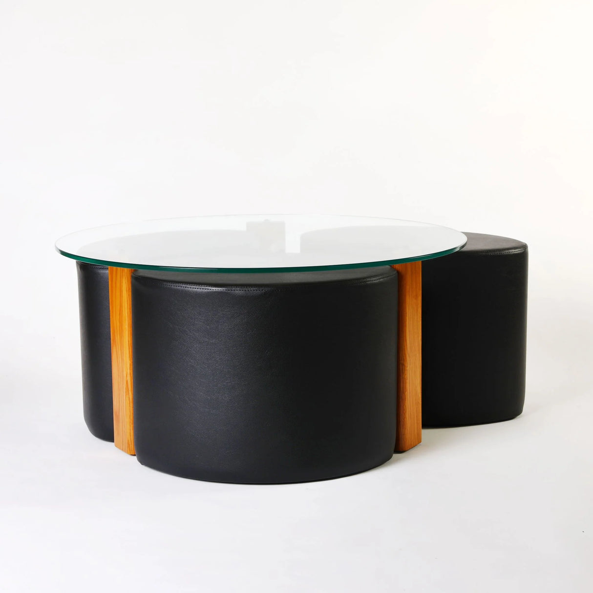Rondo Pouffé Table Suite, Cocolea, Ash Teak Finish, Black,