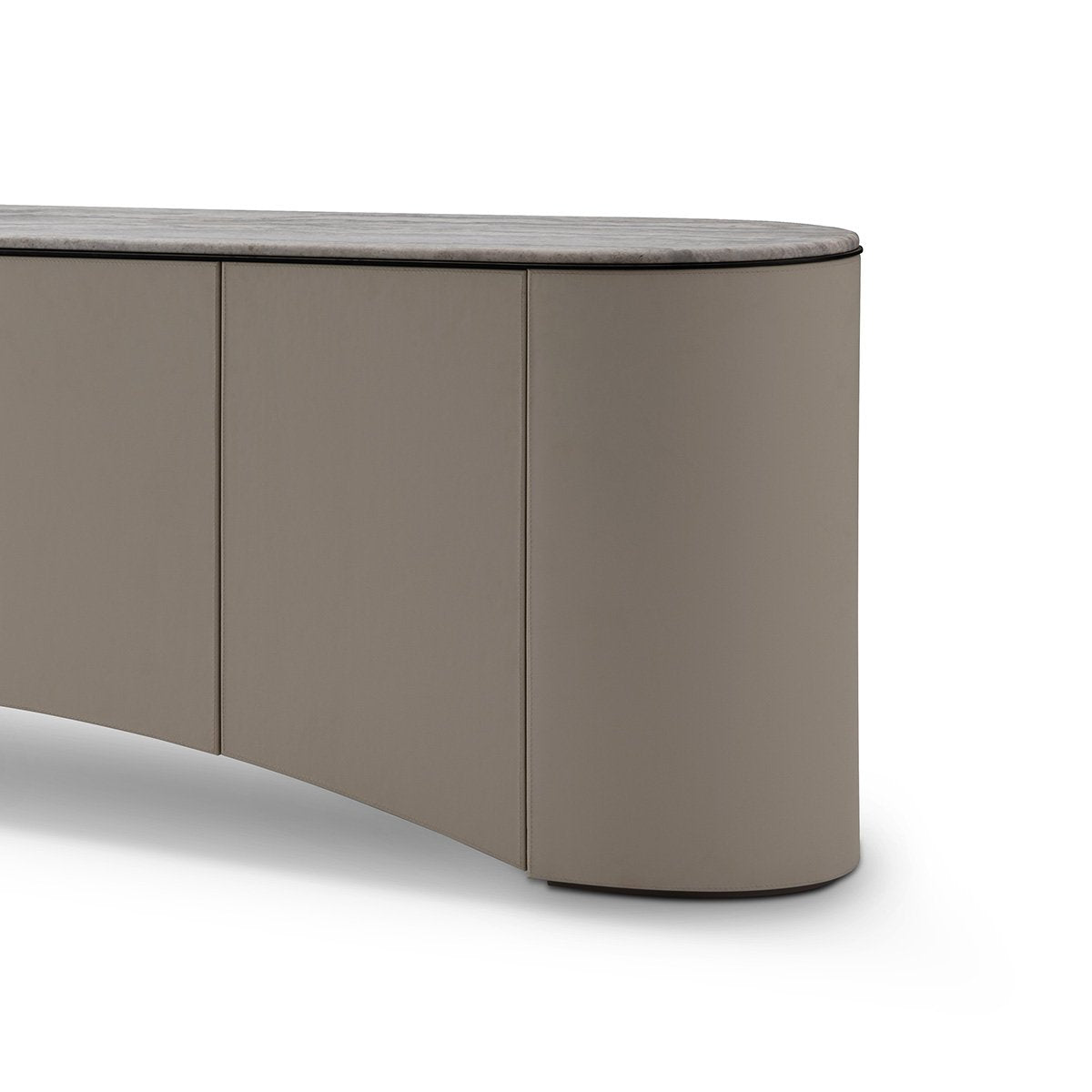 Brunello Travertine Sideboard with Textured Faux Leather Body, Maison Debrah, , ,