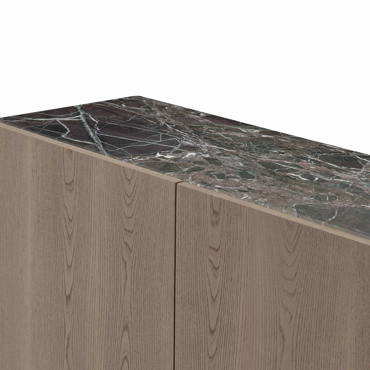Maison Debrah Savel green marble sideboard in light grey elm veneer with brass legs — view 4