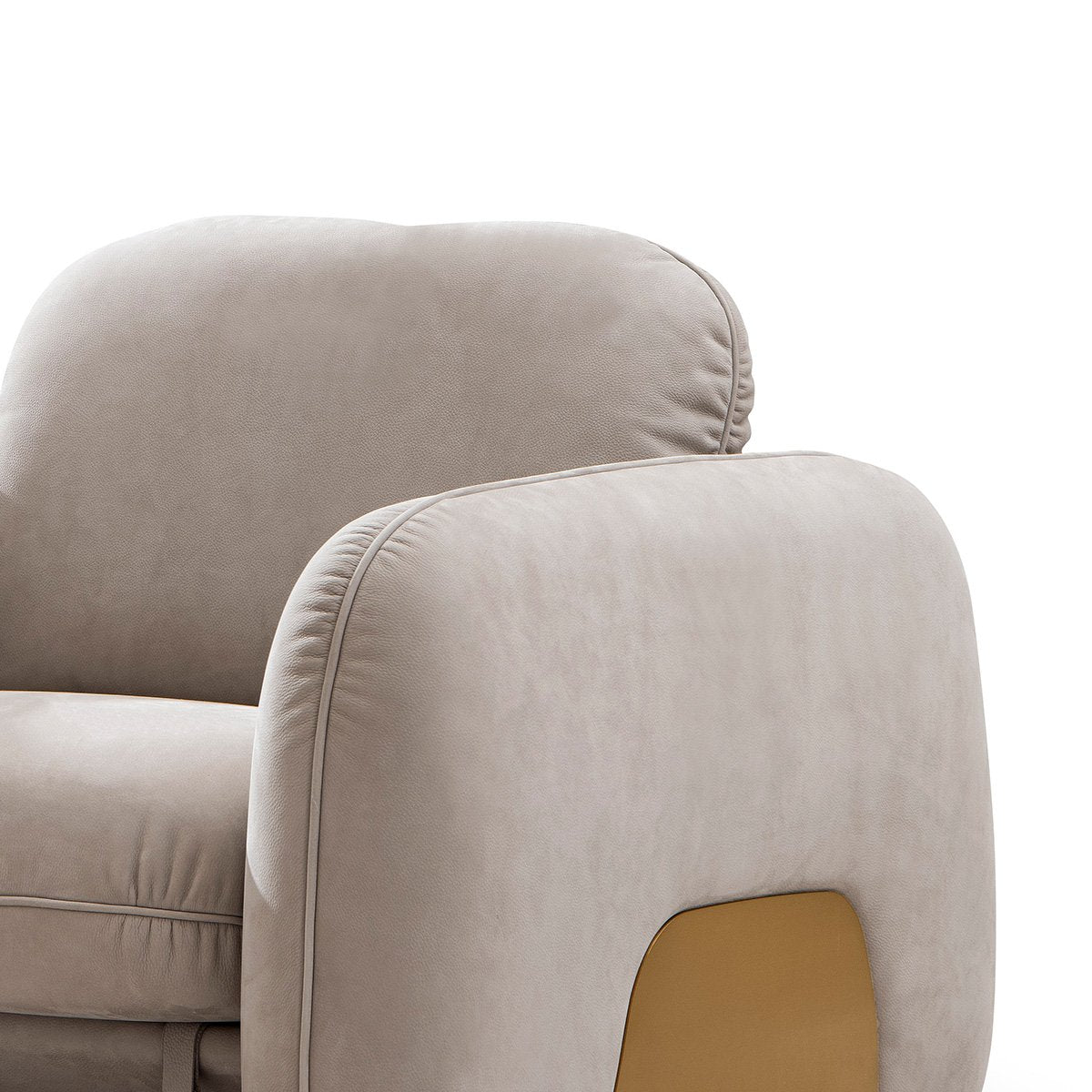 Maison Debrah Macbeth nubuck leather armchair with brushed brass stainless steel details — view 3