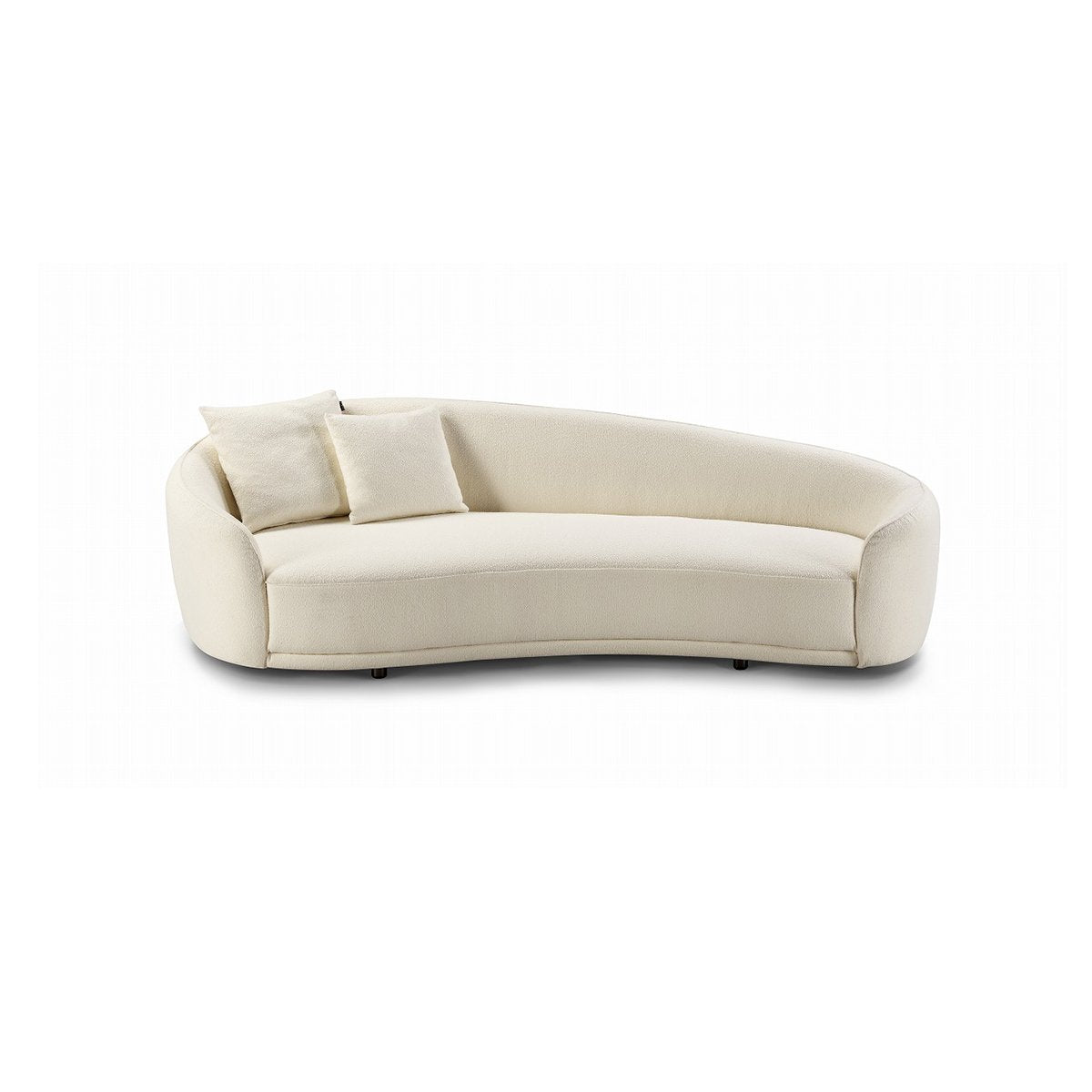Maison Debrah Muse curved fully upholstered sofa with concealed swivel base