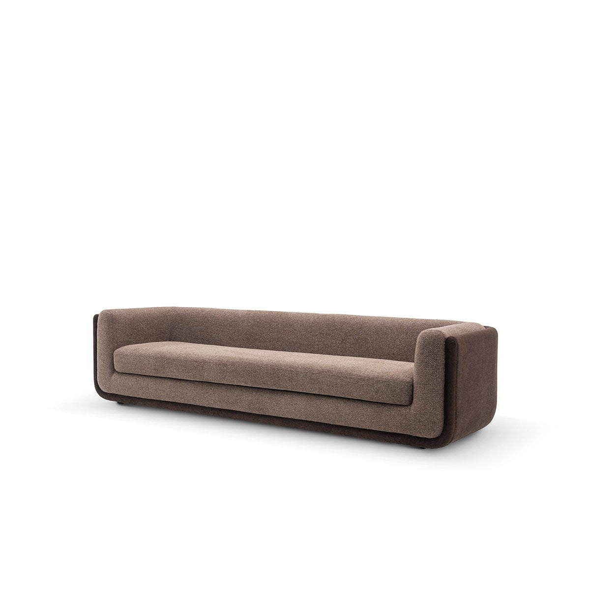 Maison Debrah Oxler low deep-seated boucle sofa on polished gold base — view 3