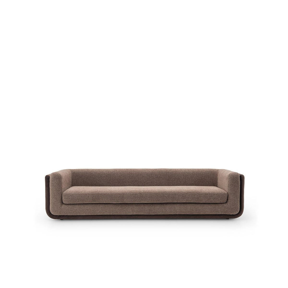 Maison Debrah Oxler low deep-seated boucle sofa on polished gold base — view 2