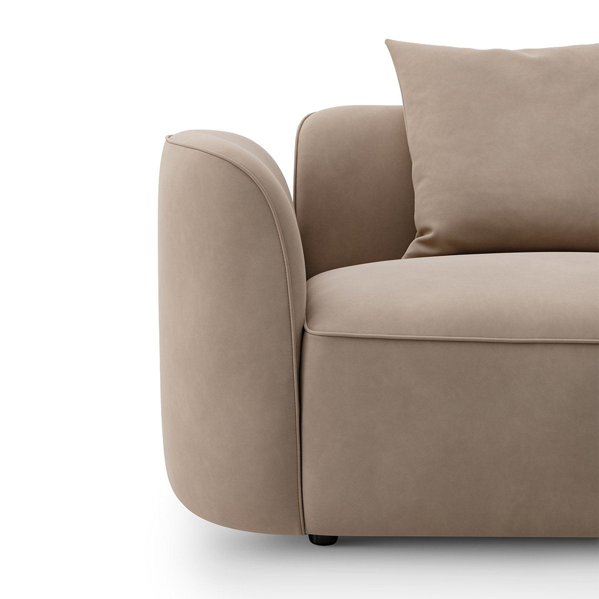 Maison Debrah Sevrenne three-section sofa in warm taupe faux leather on a black gold base — view 3