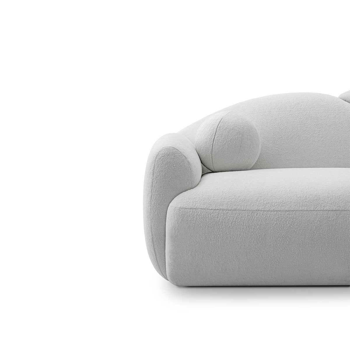 Maison Debrah Nimbus wave back sofa in oyster white fabric with bolster arms — view 3