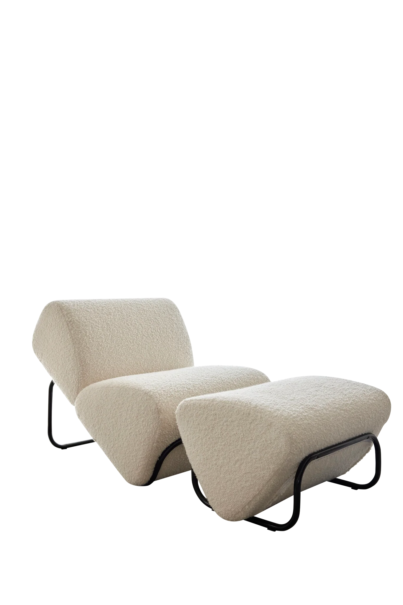 Trend Module Lounge with Bouclé, Cocolea, Powder Coat -Black Satin, Ivory,