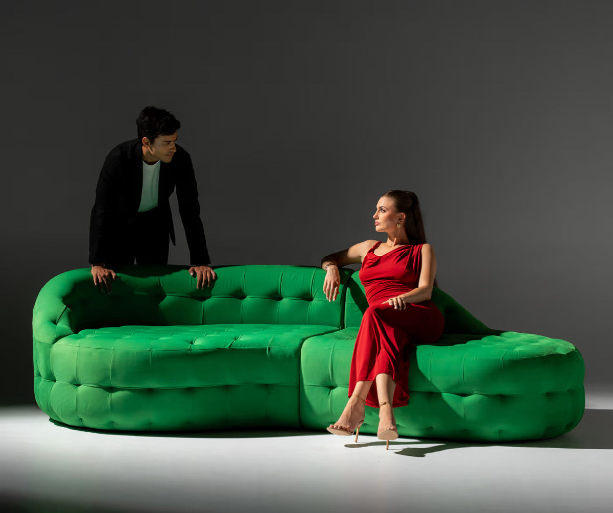 Serenity Modular Sofa Tan Velvet, Scarlet Splendor, Cocolea