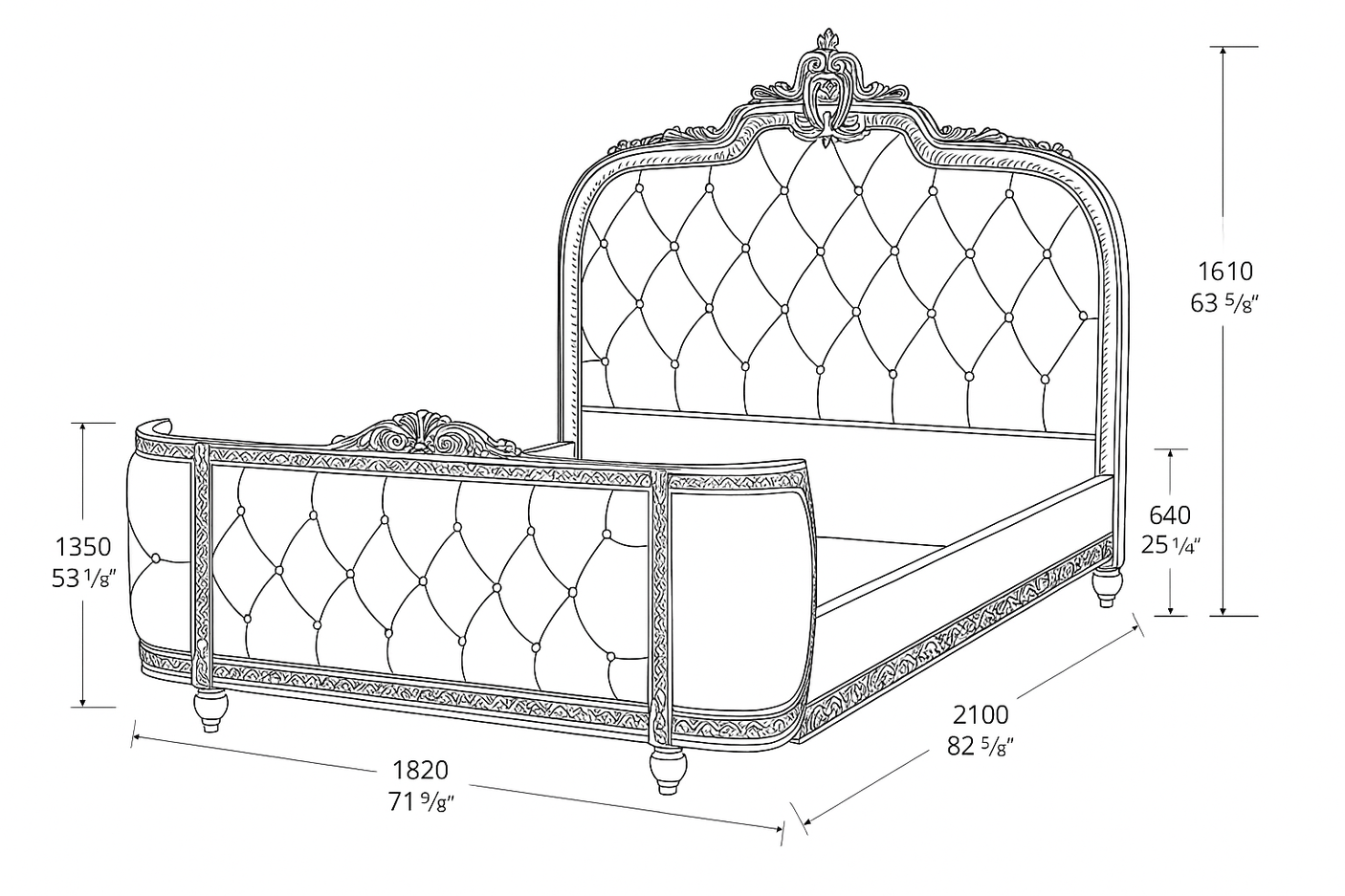 Louis French Style King Carved Gold Leaf Bed, Cocolea, , ,