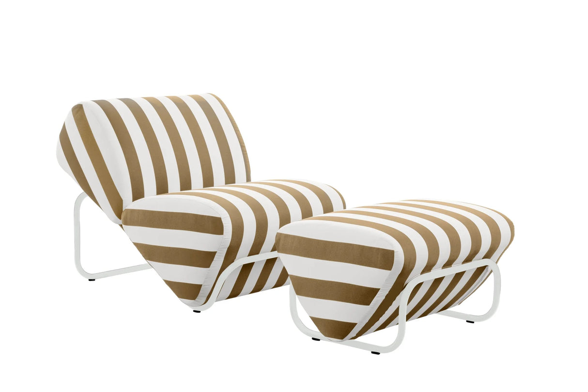 Outdoor Trend Module Lounge & Footstool Set, Cocolea, Powder Coat- Pearl White - Gloss, Mallacoota-Stone,