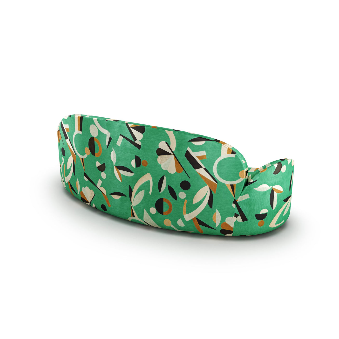 Strings Sofa - Plush Green Geometric Fabric, Cocolea, , ,