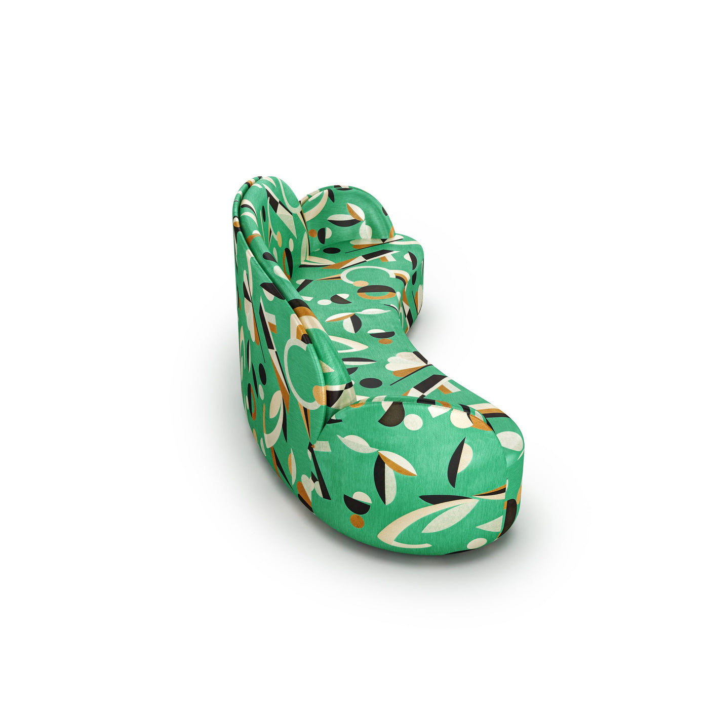 Strings Sofa - Plush Green Geometric Fabric, Cocolea, , ,