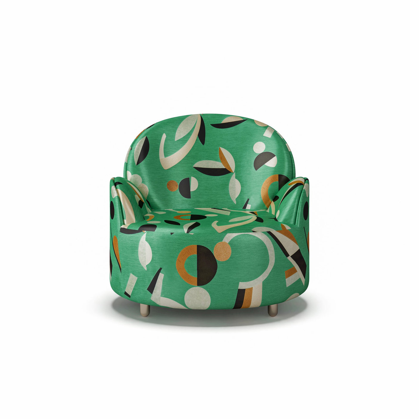 Strings Armchair - Plush Green Geometric Fabric, Cocolea, , ,