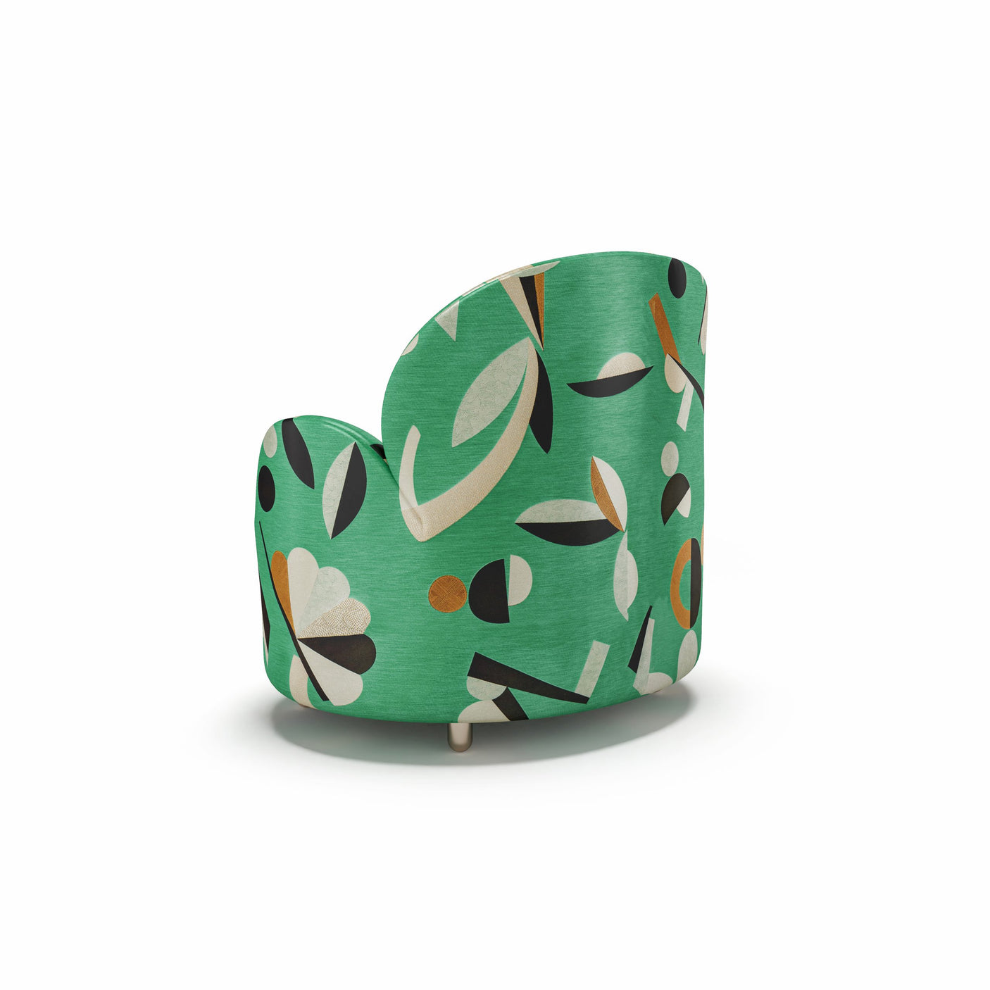 Strings Armchair - Plush Green Geometric Fabric, Cocolea, , ,