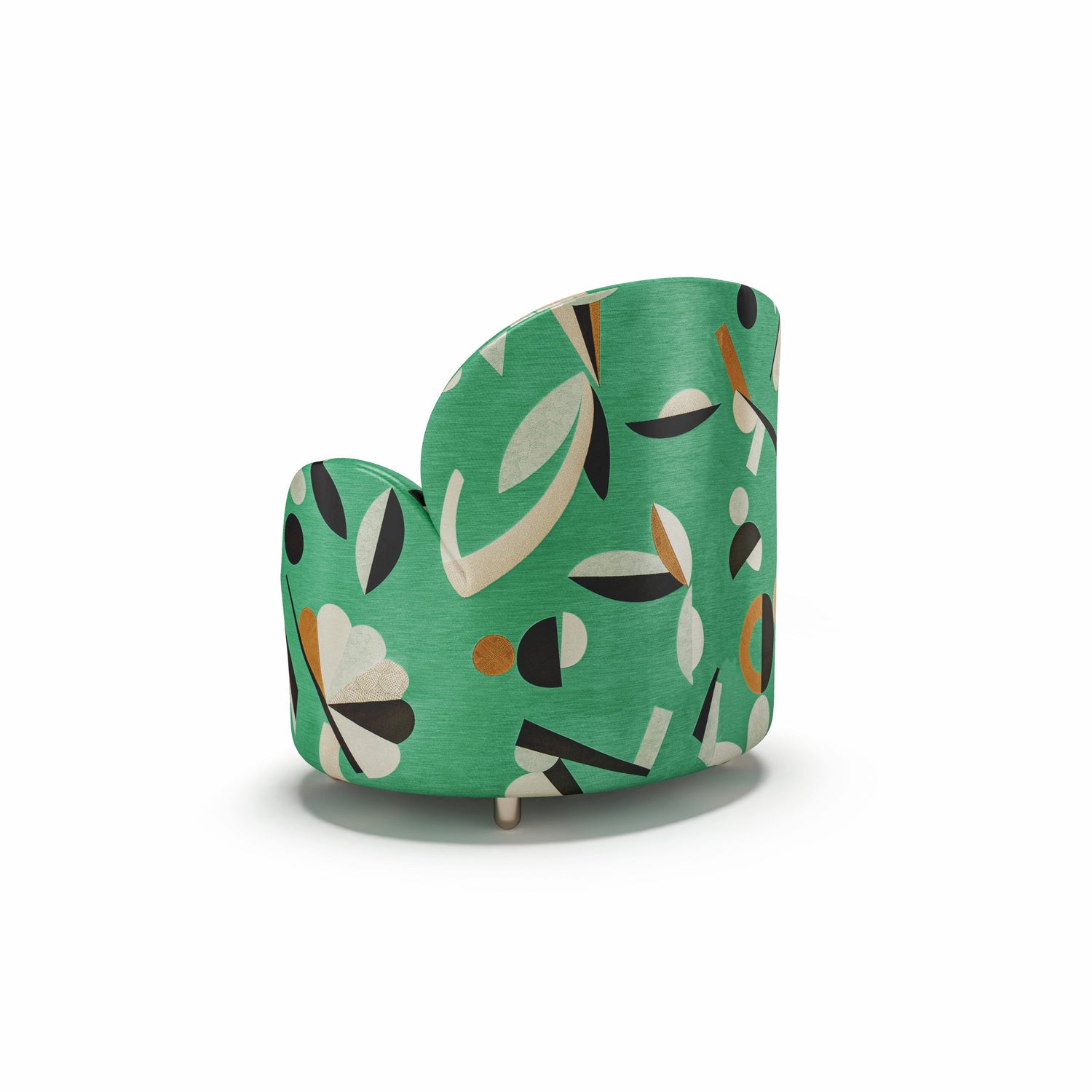 Strings Armchair - Plush Green Geometric Fabric, Cocolea, , ,