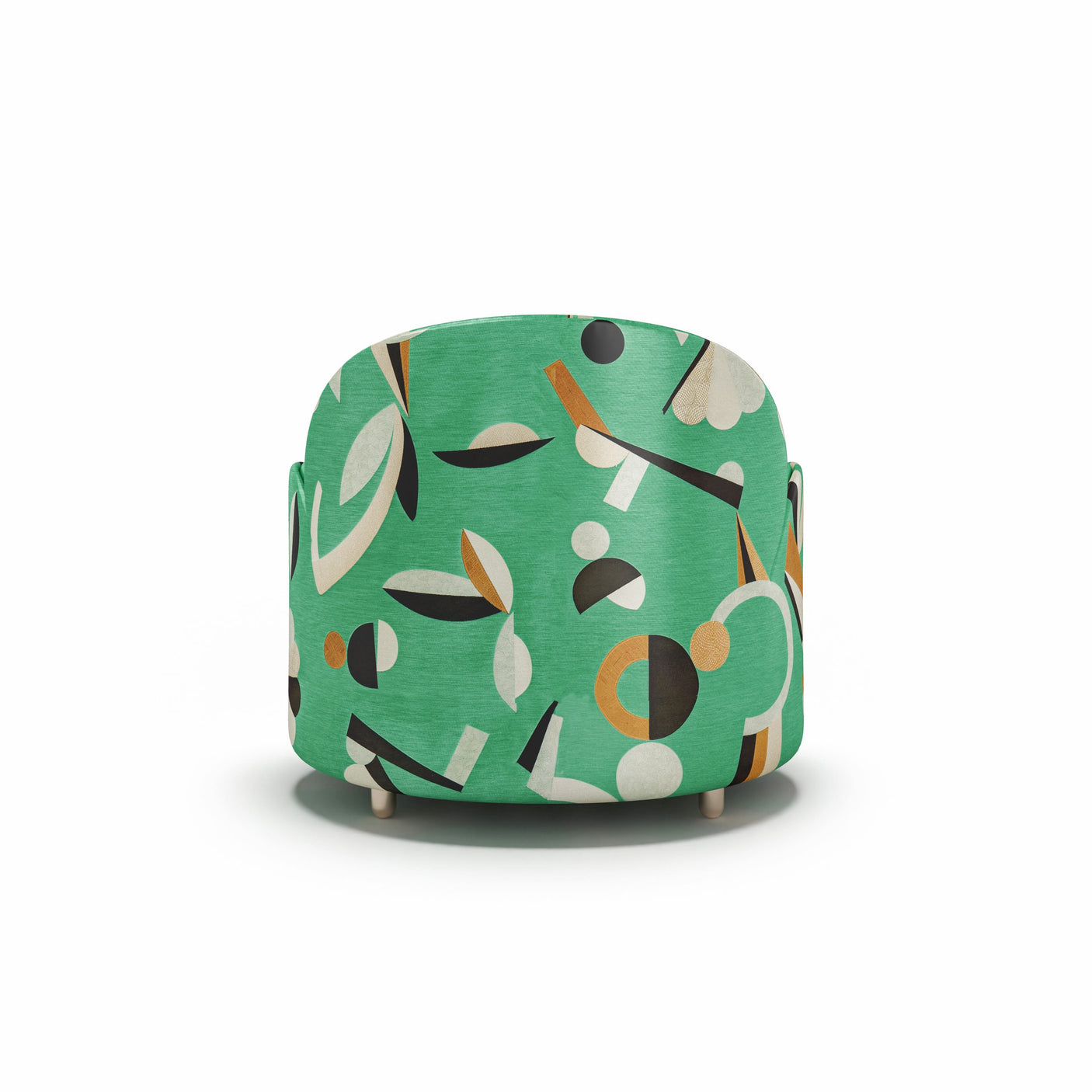 Strings Armchair - Plush Green Geometric Fabric, Cocolea, , ,