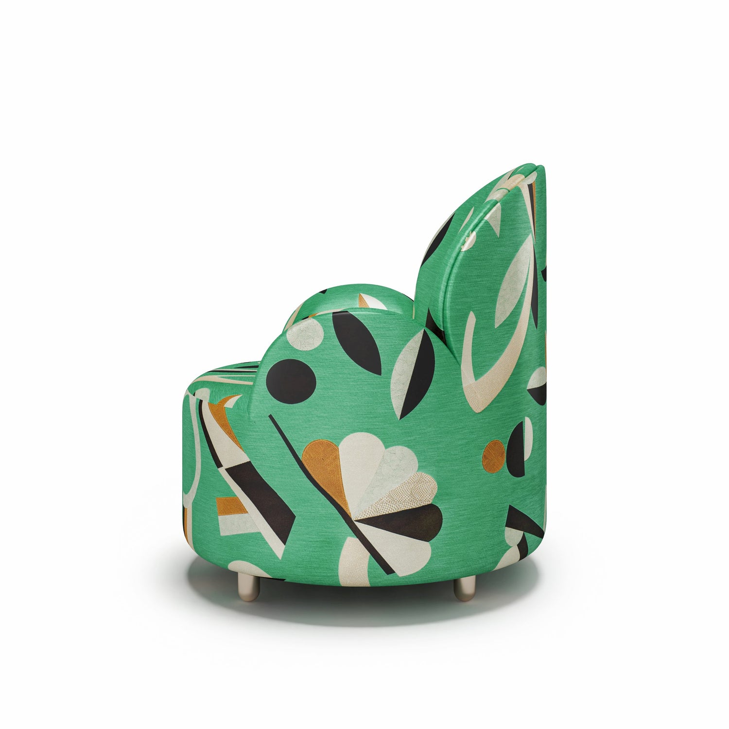 Strings Armchair - Plush Green Geometric Fabric, Cocolea, , ,