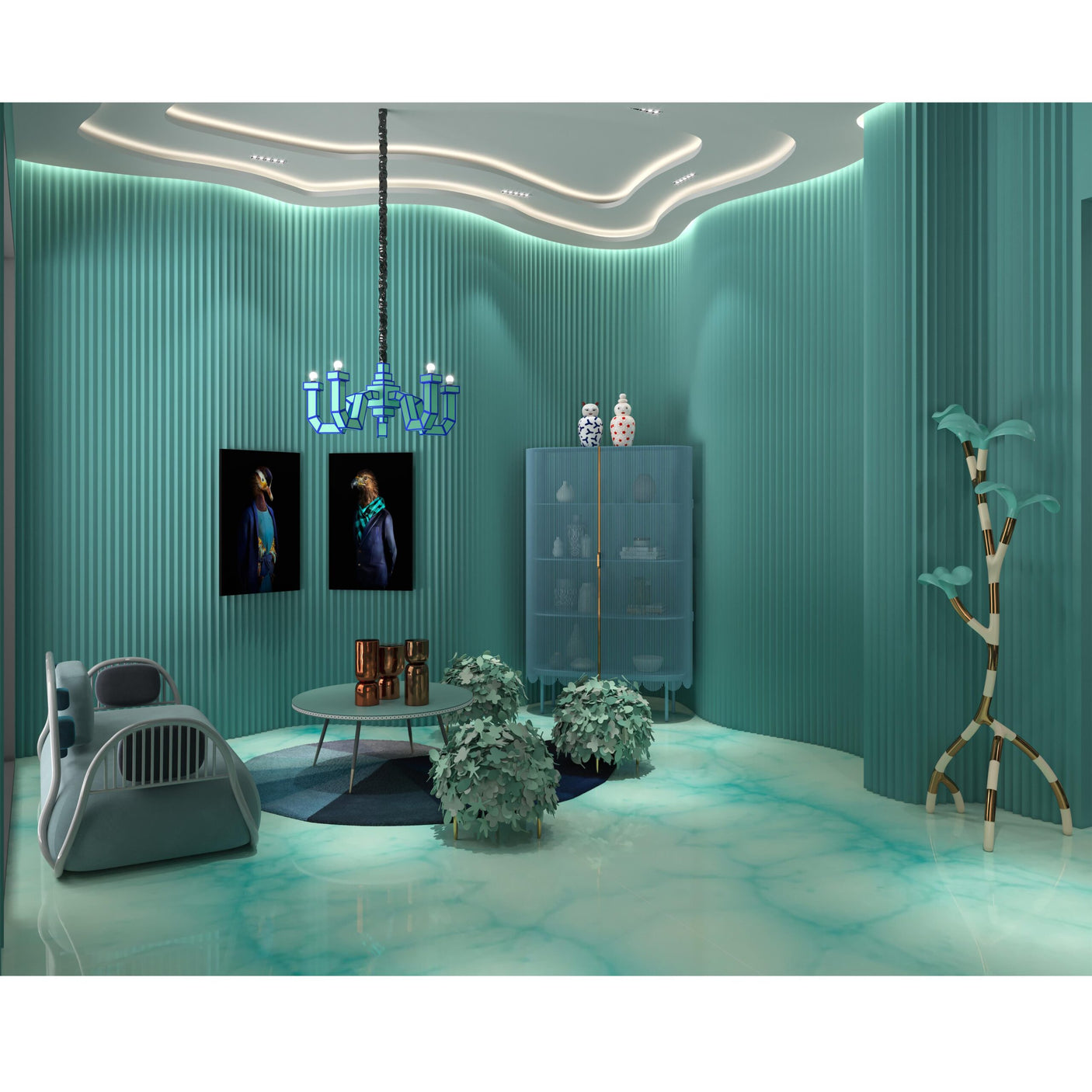 Strings Cabinet Blue Cabinet, Cocolea, , ,