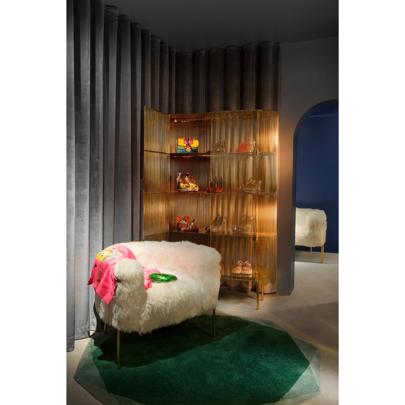 Strings Cabinet Gold Cabinet, Cocolea, , ,