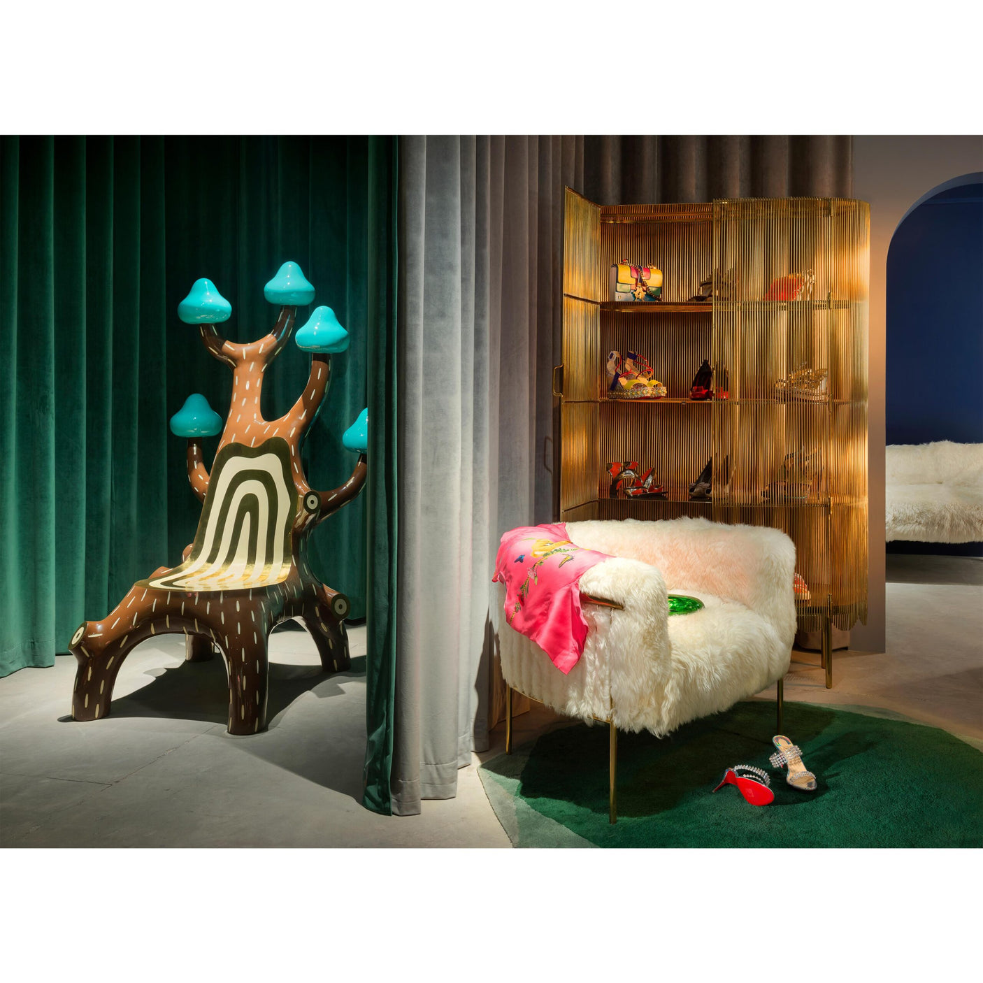 Strings Cabinet Gold Cabinet, Cocolea, , ,