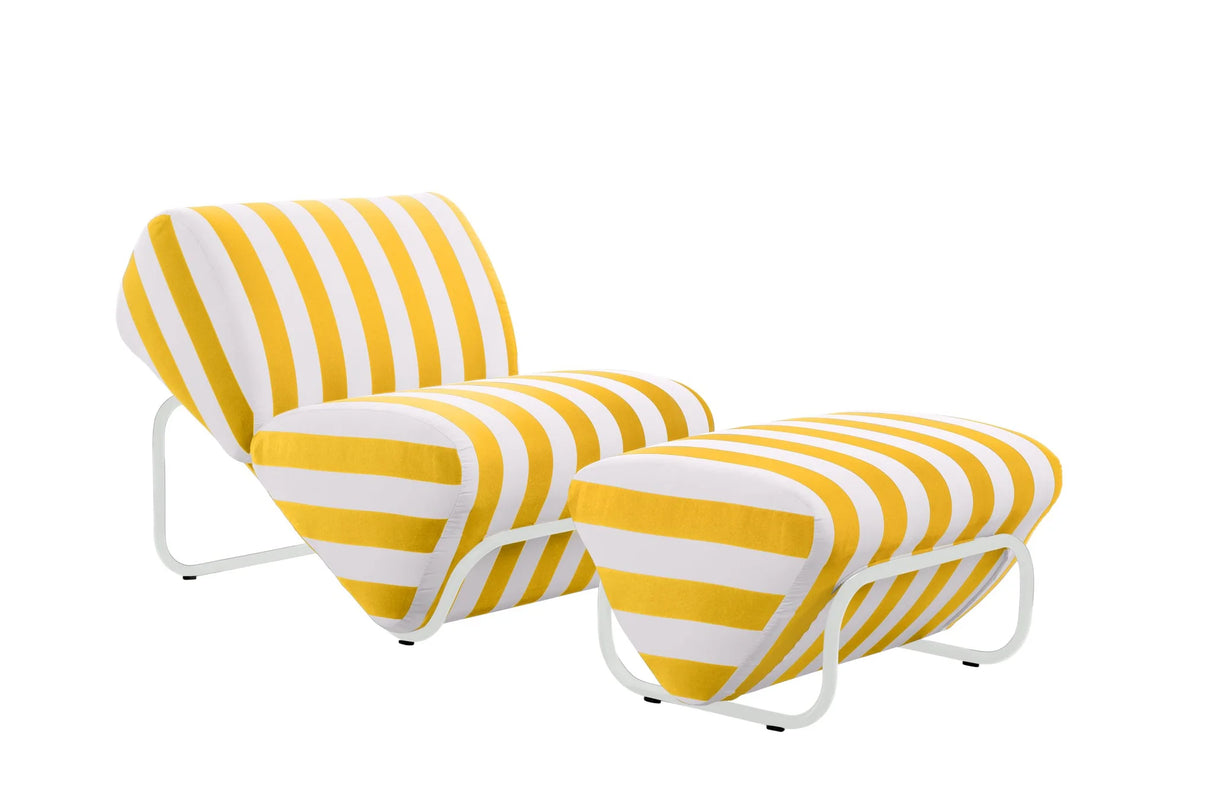 Outdoor Trend Module Lounge & Footstool Set, Cocolea, Powder Coat- Pearl White - Gloss, Mallacoota - Sunshine,