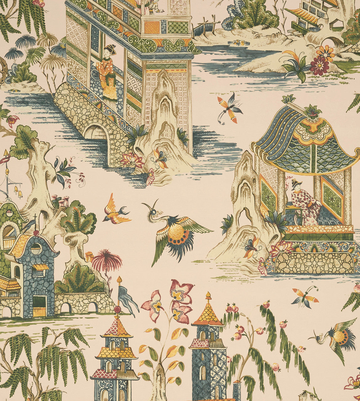 Grand Palace wallpaper in Blush by Natty & Polly, full pattern view