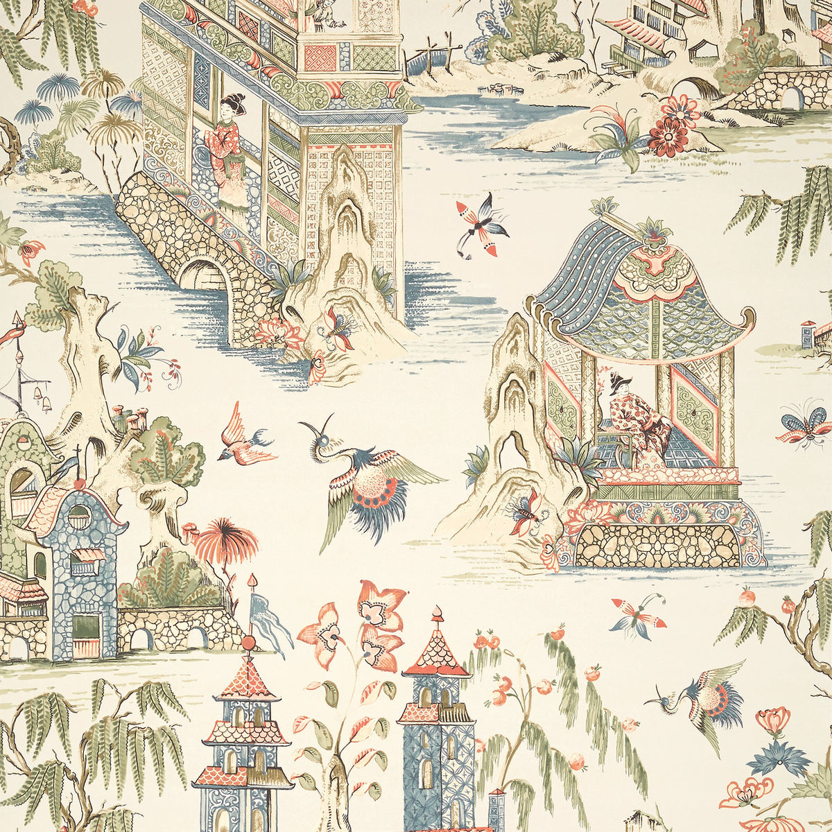Grand Palace wallpaper in Taupe by Natty & Polly, full pattern view