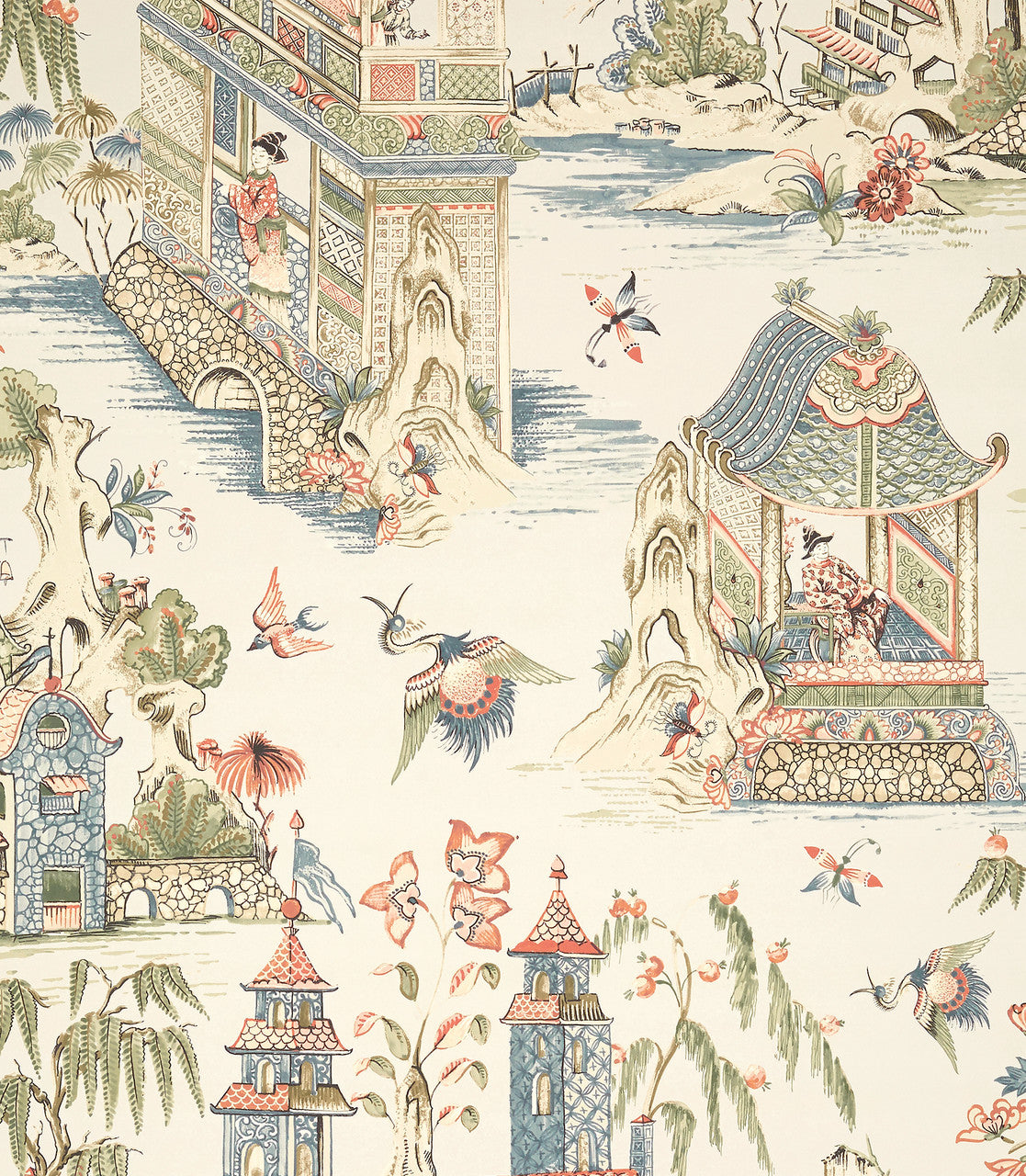 Grand Palace wallpaper in Taupe by Natty & Polly, full pattern view