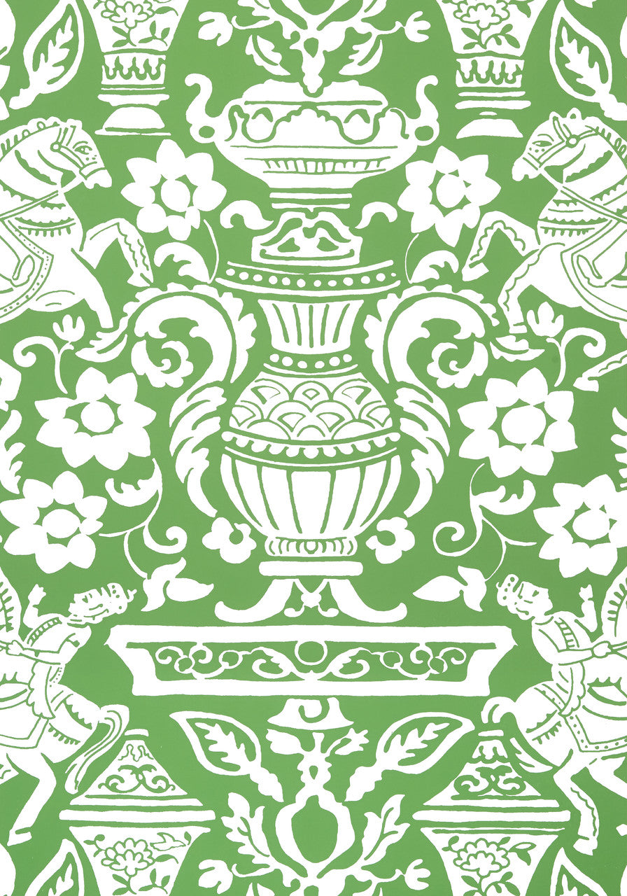 Galway wallpaper in Green by Natty & Polly, full pattern view