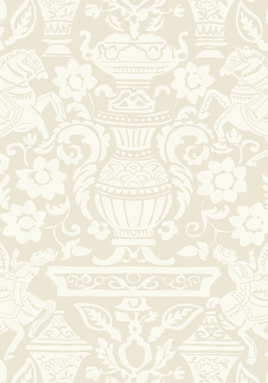 Galway wallpaper in Beige by Natty & Polly, full pattern view