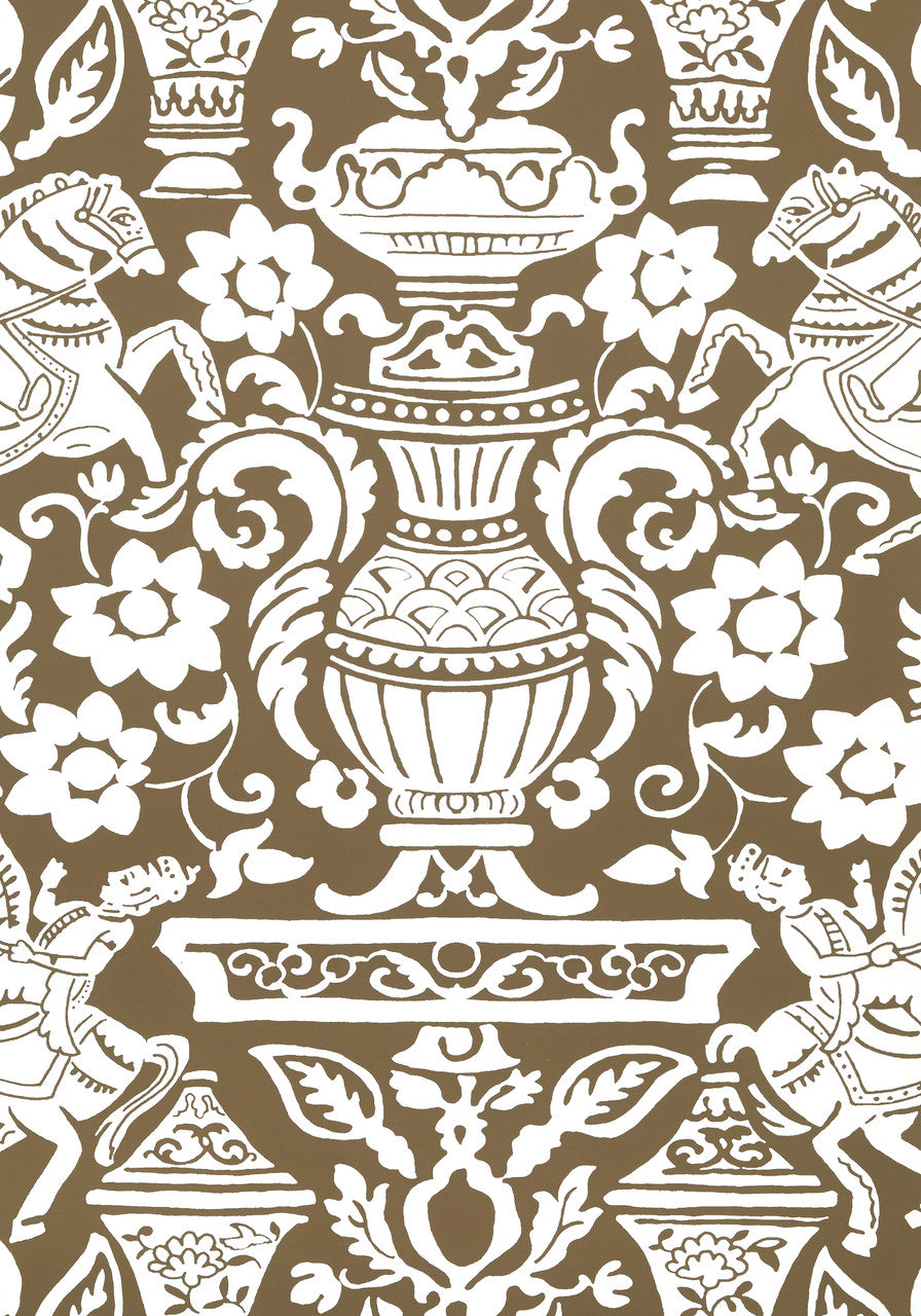 Galway wallpaper in Brown by Natty & Polly, full pattern view