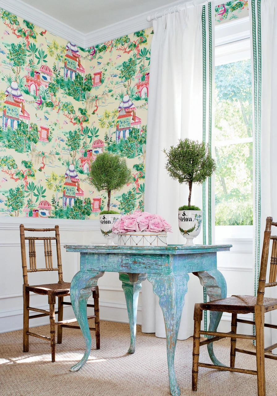 Mystic Garden wallpaper in Cream by Natty & Polly, full pattern view