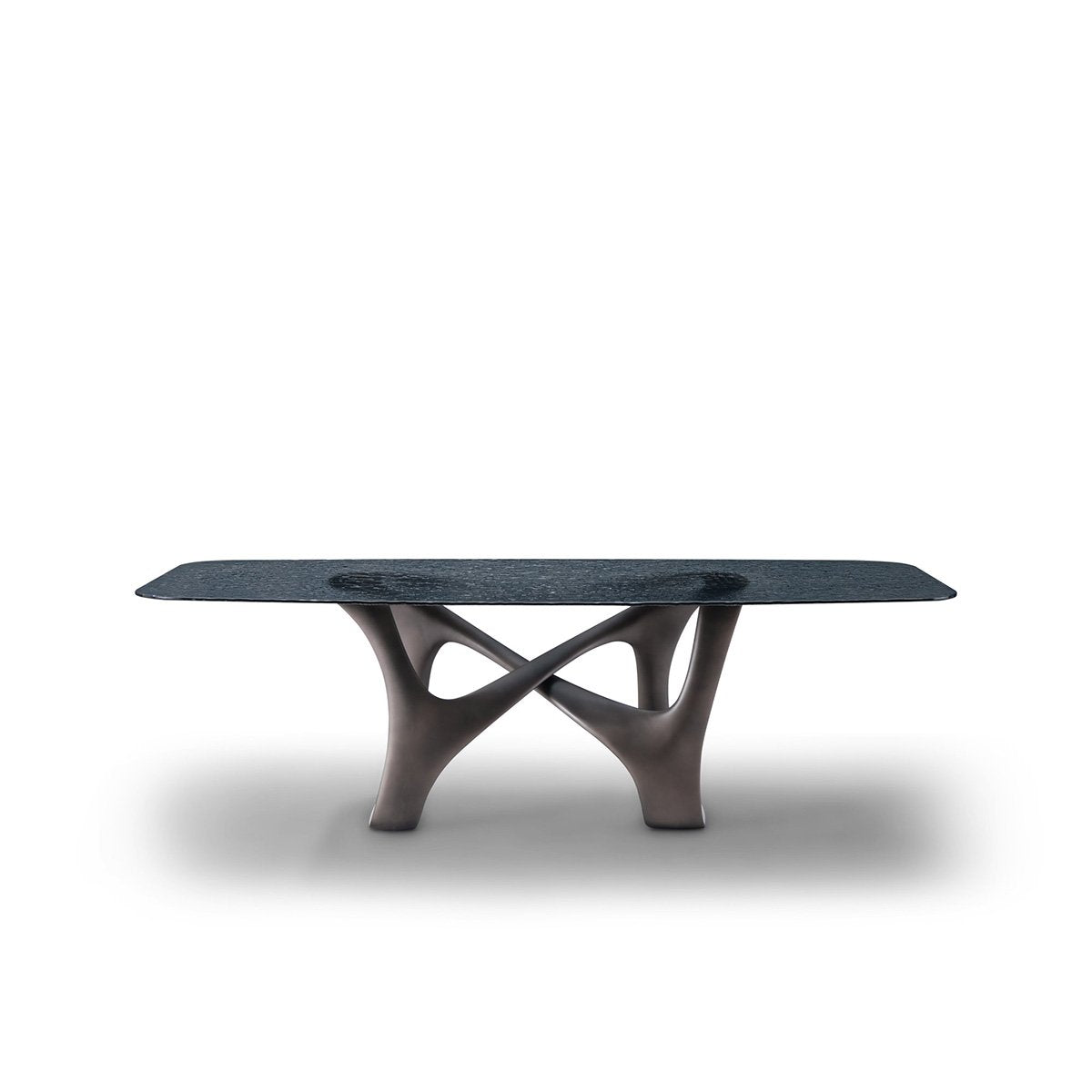 Lysandra Rippled Grey Glass Dining Table with Sculptural Base, Maison Debrah, , ,