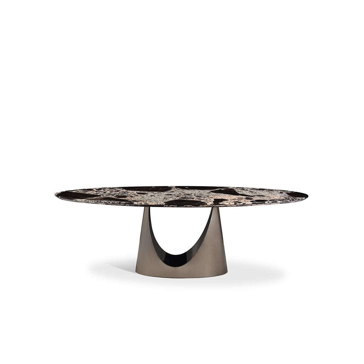 Ravissante Oval Grey Marble Pedestal Dining Table with Arched Base, Maison Debrah, , ,