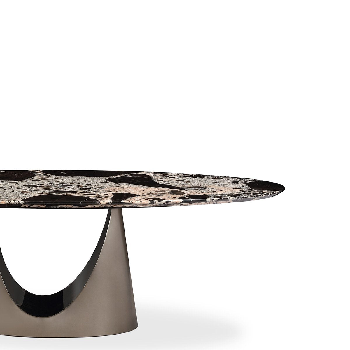 Ravissante Oval Grey Marble Pedestal Dining Table with Arched Base, Maison Debrah, , ,