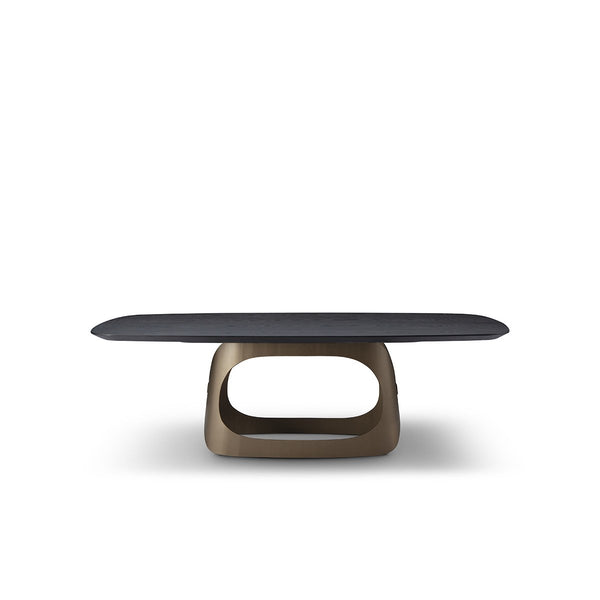 Chasson Rectangular Oak Dining Table with Brass-Tone Base, Maison Debrah, , ,